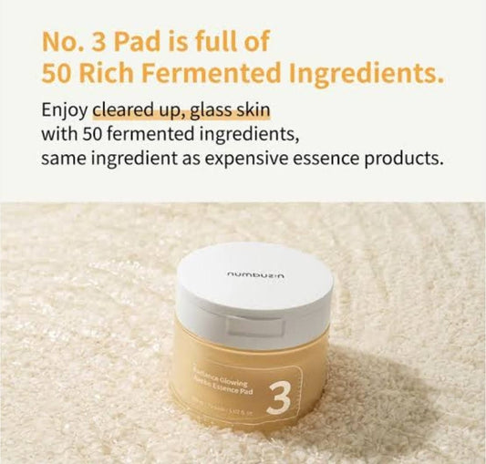 Numbuzin – No.3 Radiance Glowing Jumbo Essence 70pads